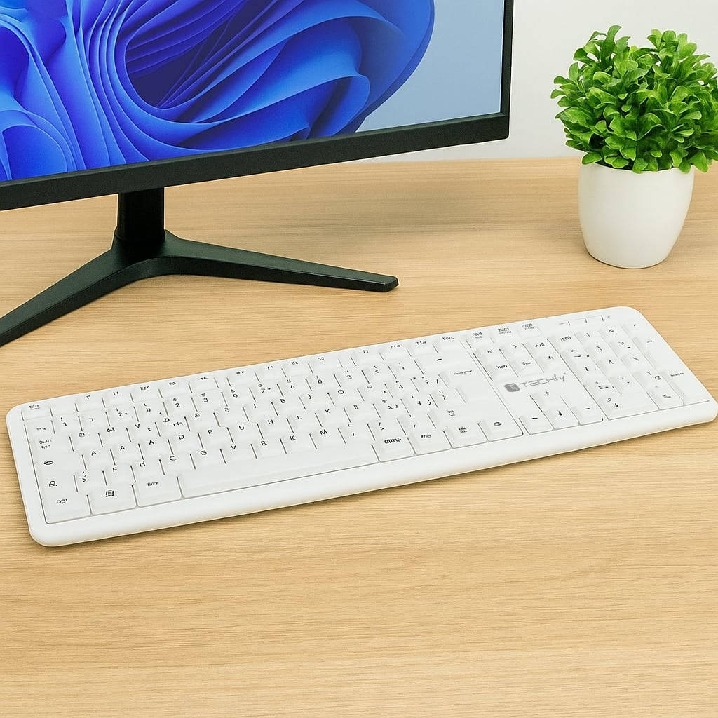 Tastiera USB 105 Tasti Bianco - Techly IDATA 955-UWH