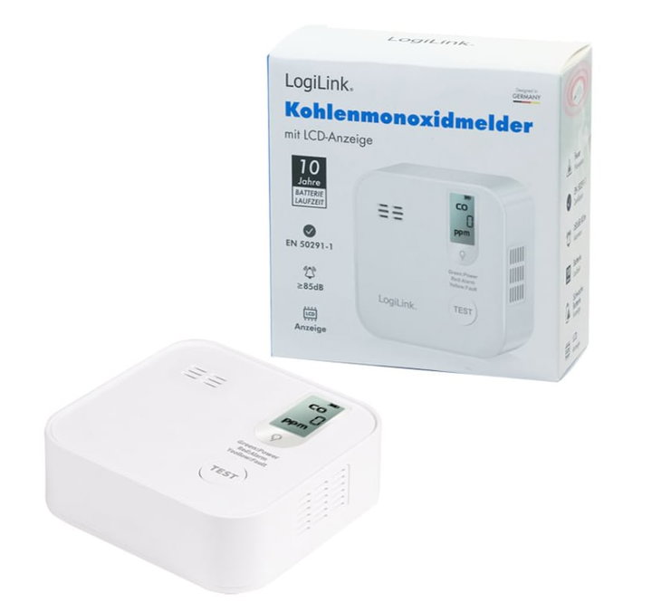 Rilevatore di Monossido di Carbonio 85 dB Batteria Litio 10 Anni - Logilink IDATA AD-MONOX