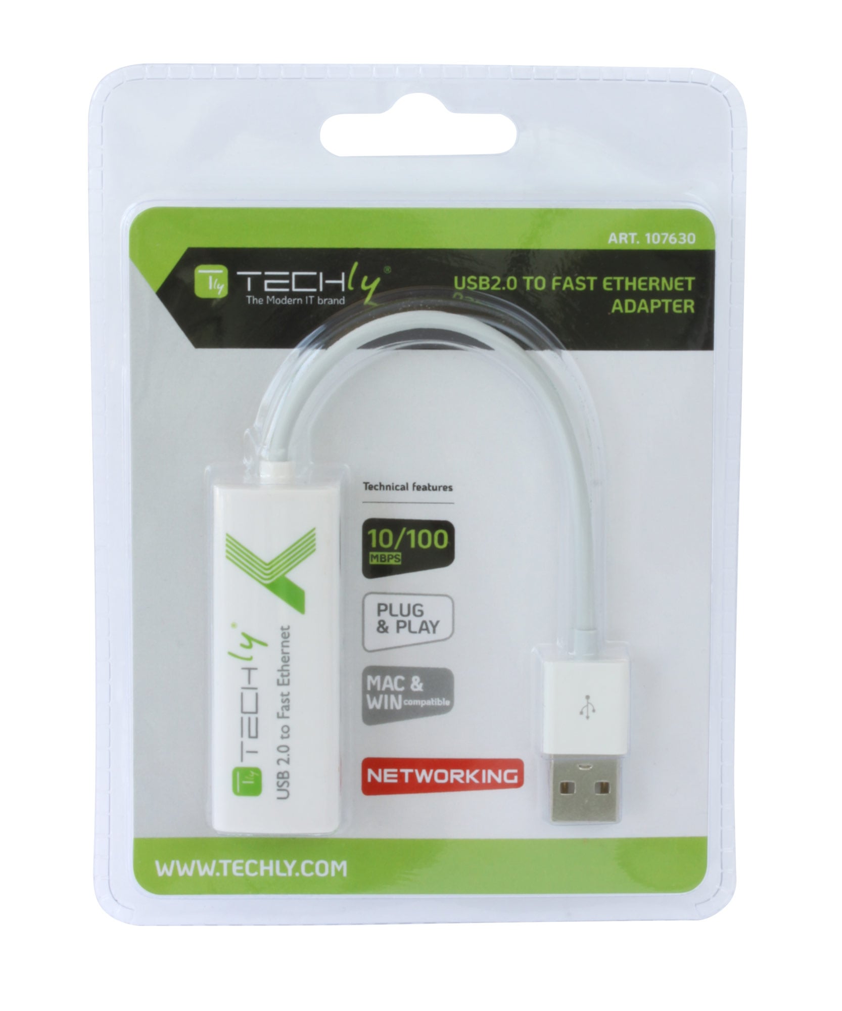 Convertitore da USB2.0 a Fast Ethernet 10/100 Mbps - Techly IDATA ADAP-USB2TY2