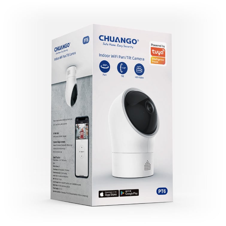 Pan/Tilt WiFi Camera Interior 1080 p Night Vision - Chuango IDATA AF-PT 6