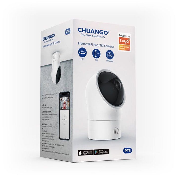 Telecamera WiFi Pan/Tilt Interno 1080p Visione Notturna - Chuango IDATA AF-PT6