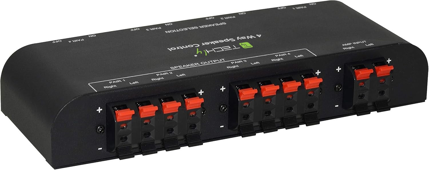 Commutatore Audio per Casse Acustiche 4 vie con Terminali a Pressione - Techly IDATA AU-268
