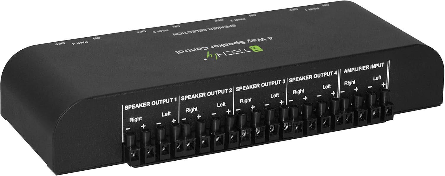 Commutatore audio per casse acustiche 4 vie con Terminali a vite - Techly IDATA AU-269