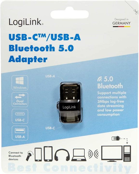 Adattatore Bluetooth 5.0 USB-A e USB-C - Logilink IDATA BLT-AU10