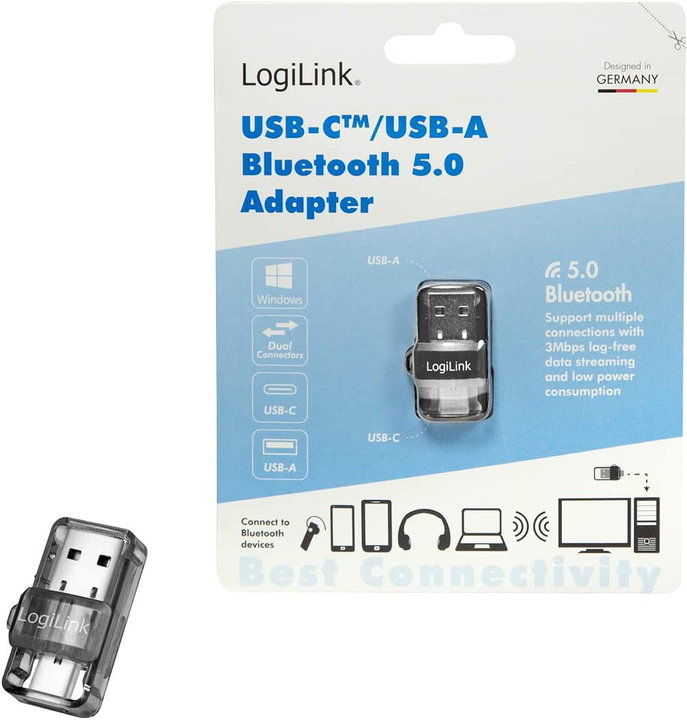 Adattatore Bluetooth 5.0 USB-A e USB-C - Logilink IDATA BLT-AU10