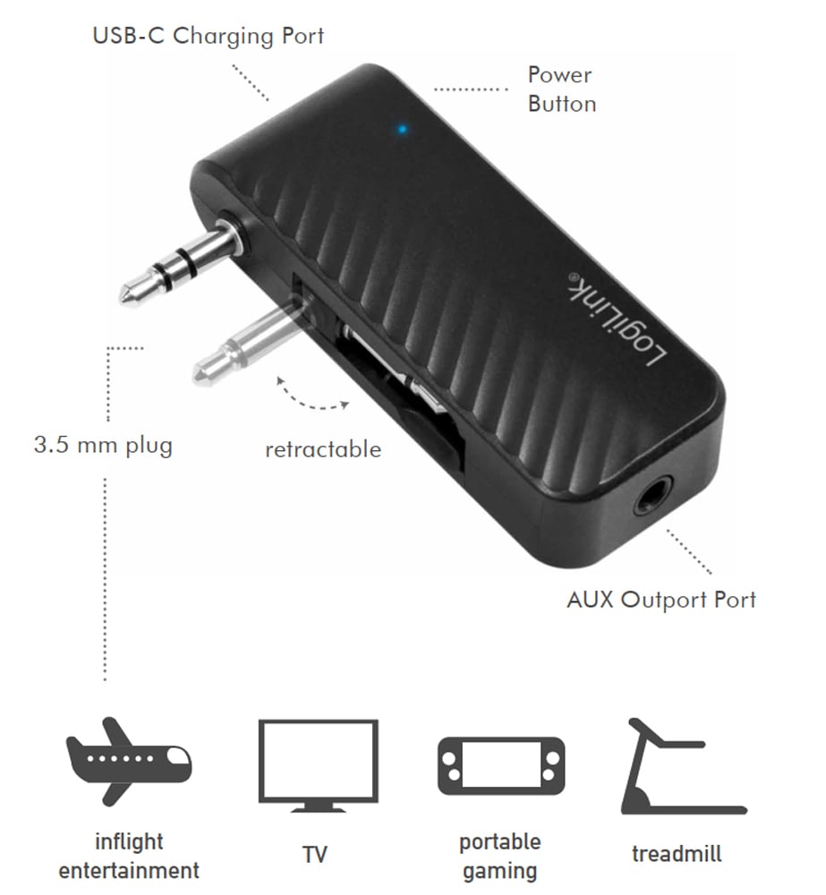 Bluetooth 5.1 Audio Transmitter with 10 battery h - Logilink IDATA BLT-AU 12