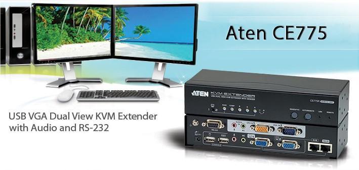 Extender KVM USB VGA Dual View with Deskew 300 m - Aten IDATA CE- 775