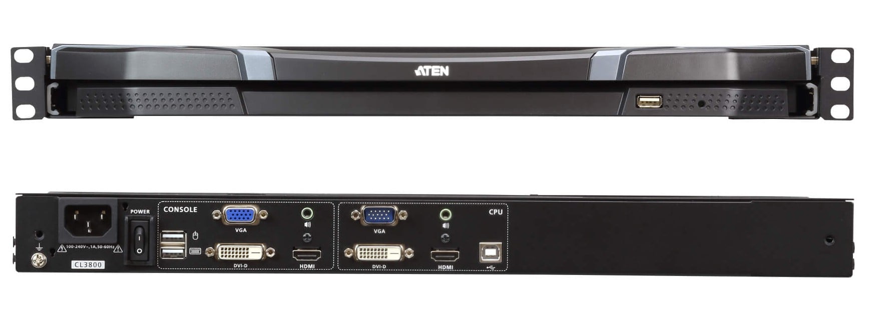 Console KVM USB HDMI DVI VGA con LCD da rack 19'', CL3800 - Aten IDATA CL-3800NW