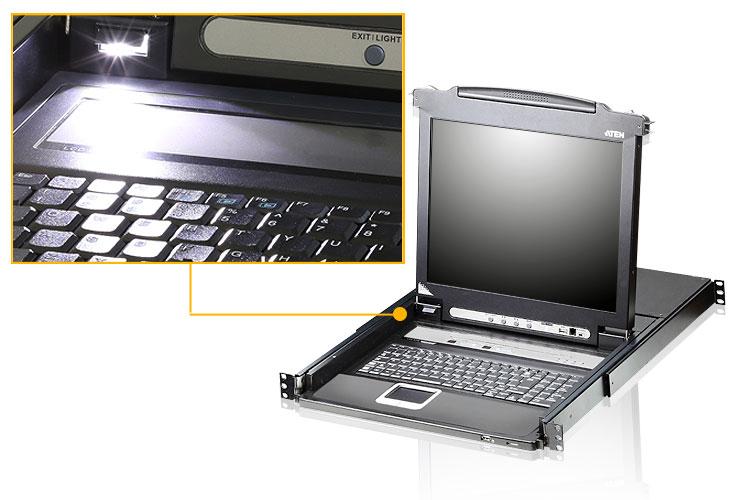 Switch KVM USB-PS 2 VGA 16 LCD doors 17 ' and USB port rack 19 ' - Aten IDATA CL- 5716 M