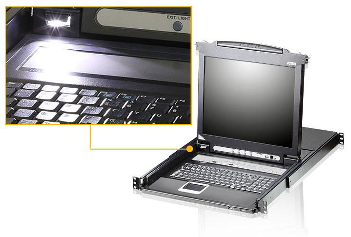 Switch KVM USB-PS2 VGA 16 Porte LCD 17'' e porta USB rack 19'' - Aten IDATA CL-5716M