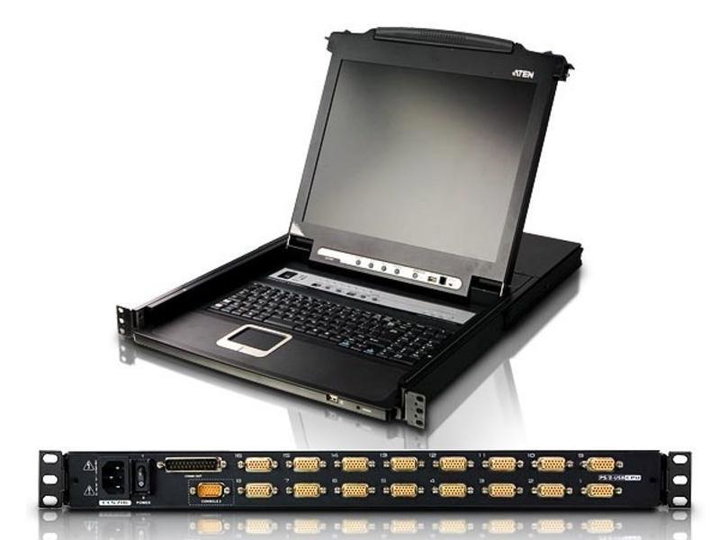 Switch KVM USB-PS2 VGA 16 Porte LCD 17'' e porta USB rack 19'' - Aten IDATA CL-5716M