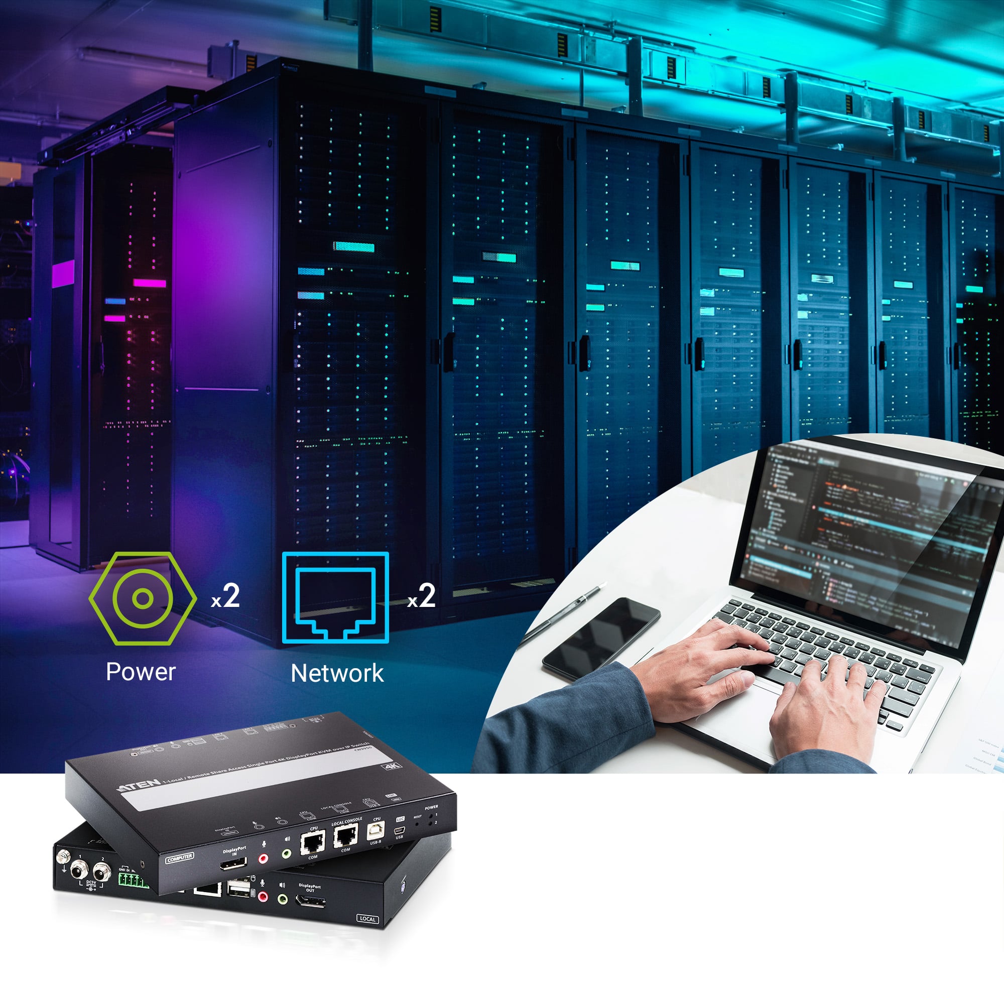Switch KVM over IP 4K DisplayPort Singola Porta Accesso Condiviso, CN9950 - Aten IDATA CN-9950