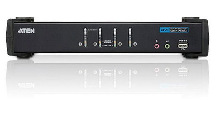 Switch KVM USB DVI a 4 Porte con Audio e Hub USB - Aten IDATA CS-1764