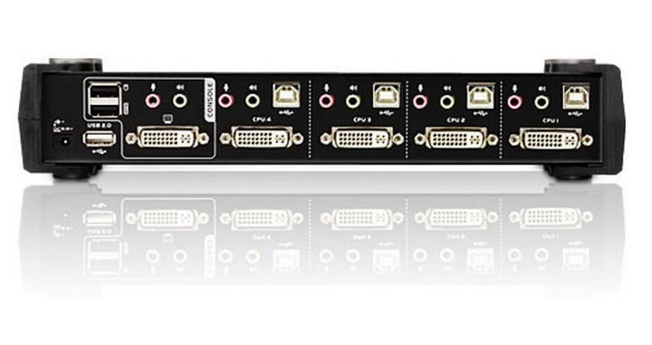 Switch KVM USB DVI a 4 Porte con Audio e Hub USB - Aten IDATA CS-1764