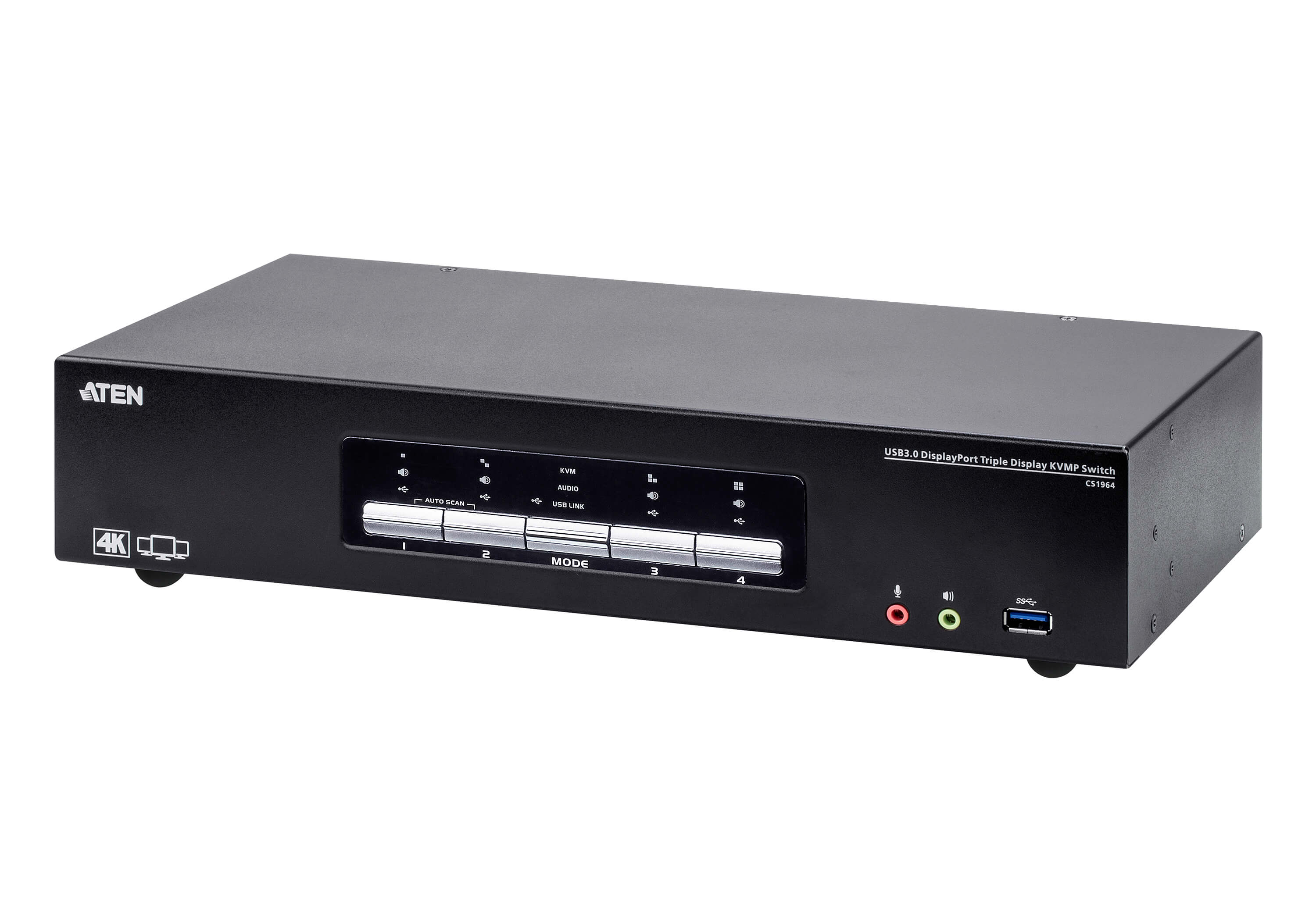 Switch KVMP™ USB 3.0 4K DisplayPort Triple Display a 4 porte, CS1964 - Aten IDATA CS-1964