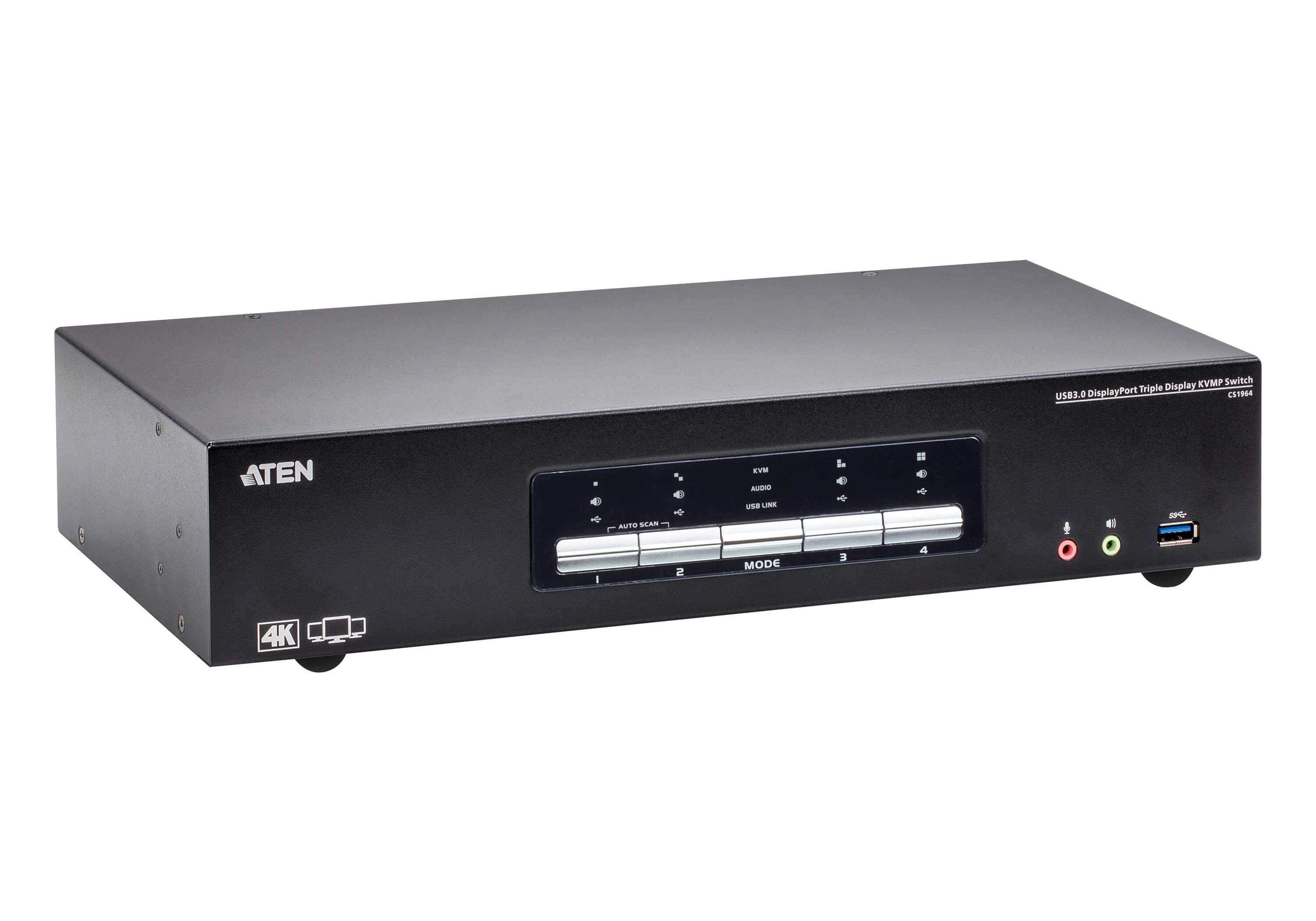 Switch KVMP™ USB 3.0 4K DisplayPort Triple Display a 4 porte, CS1964 - Aten IDATA CS-1964