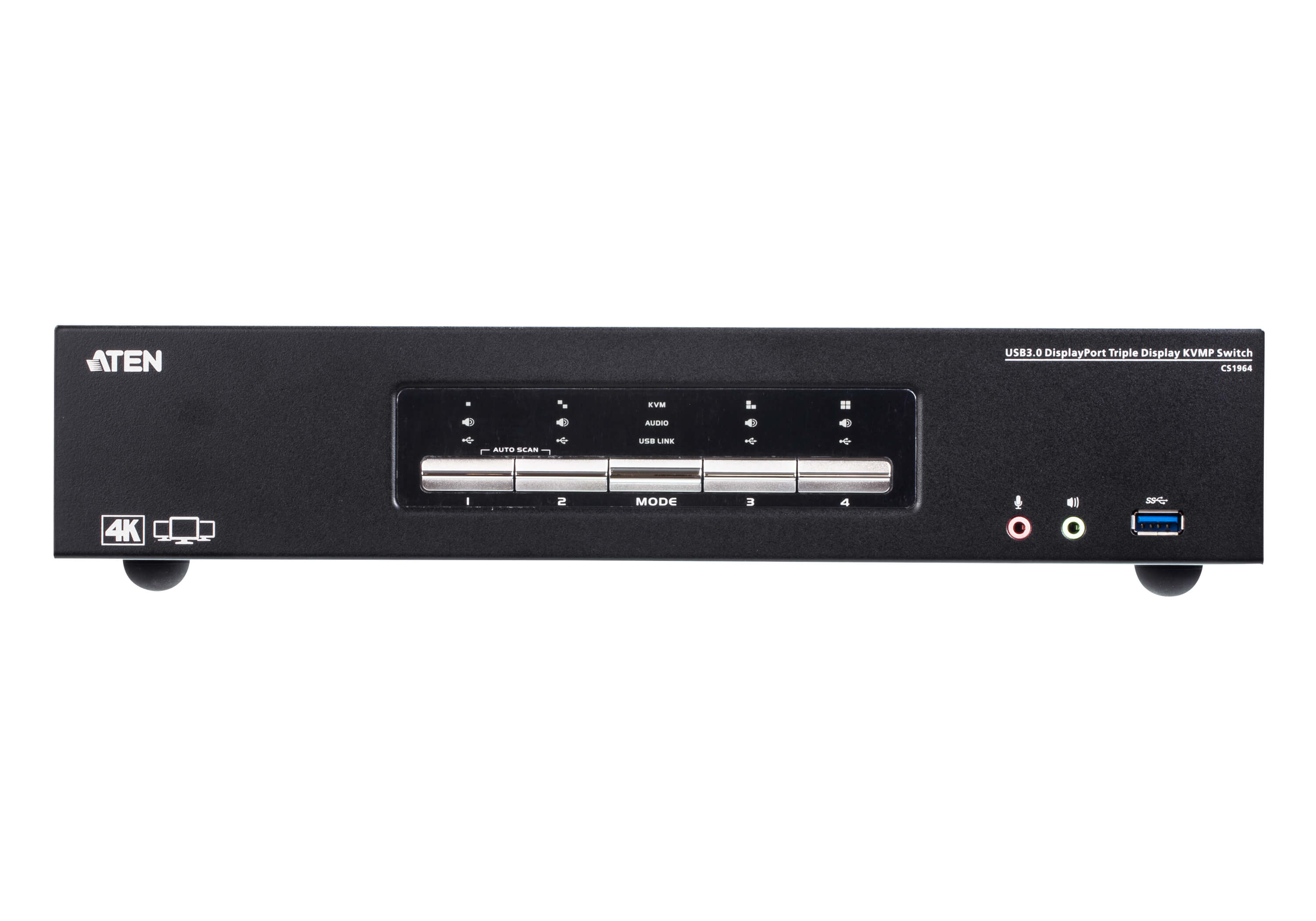 Switch KVMP™ USB 3.0 4K DisplayPort Triple Display a 4 porte, CS1964 - Aten IDATA CS-1964
