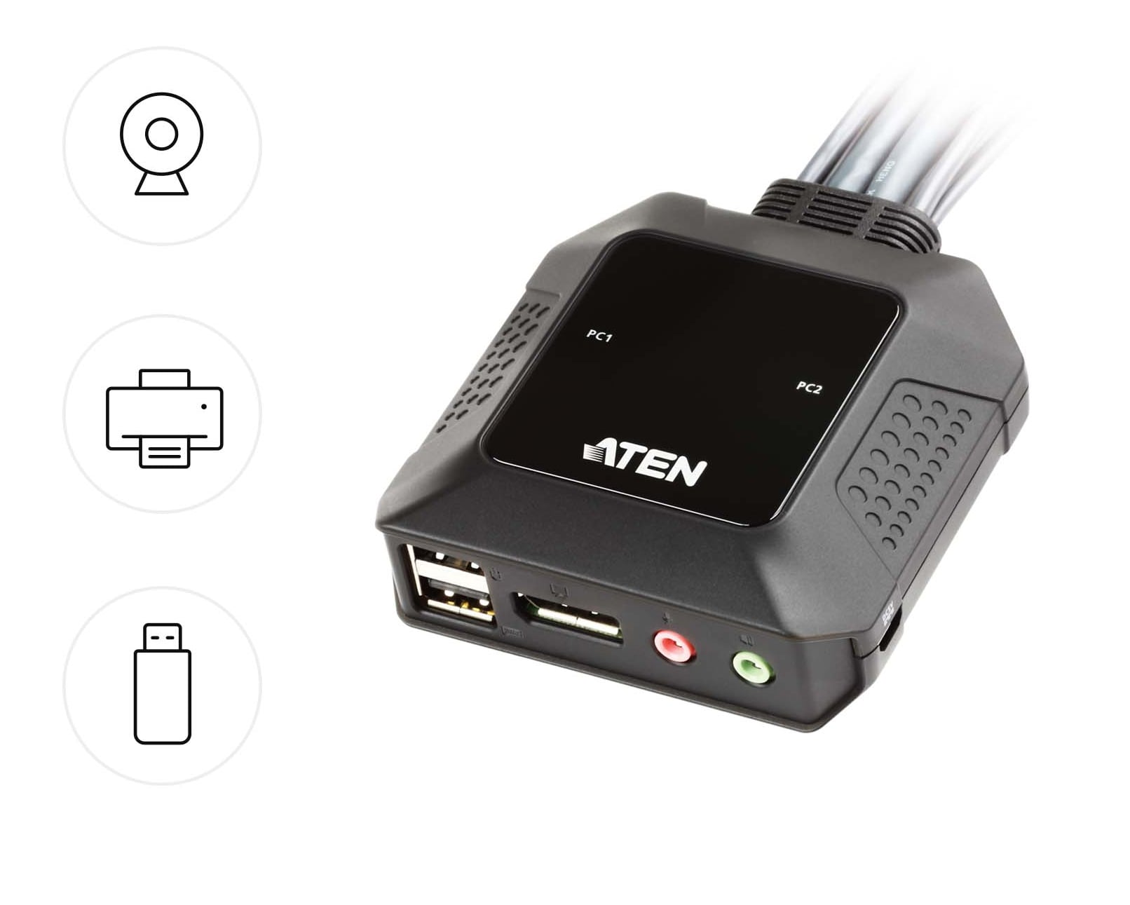 Switch KVM per doppio schermo DisplayPort (ThunderBolt) 2 USB, CS22DP - Aten IDATA CS-22DP