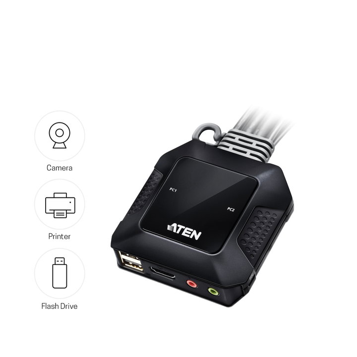 Switch KVM USB 4K HDMI a 2 porte con Selettore Porta Remota - ATEN IDATA CS-22H