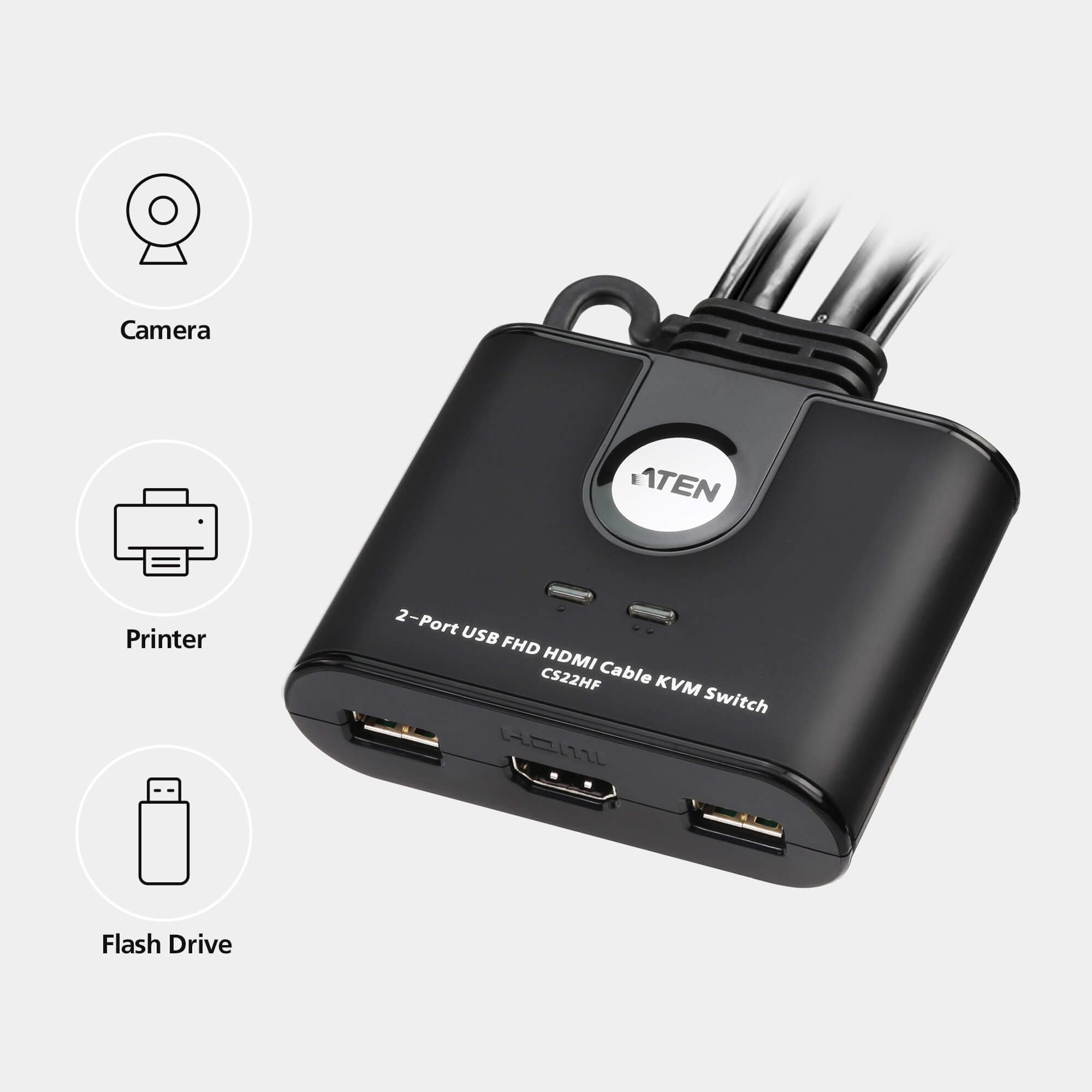 Switch KVM Cablato HDMI FHD USB a 2 porte, CS22HF - Aten IDATA CS-22HF