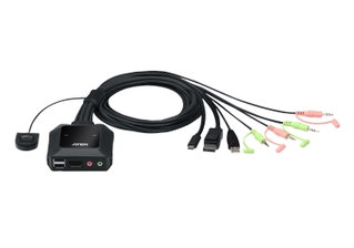 Switch KVM Cablato Ibrido DisplayPort USB-C a 2 porte - Aten IDATA CS-52DP