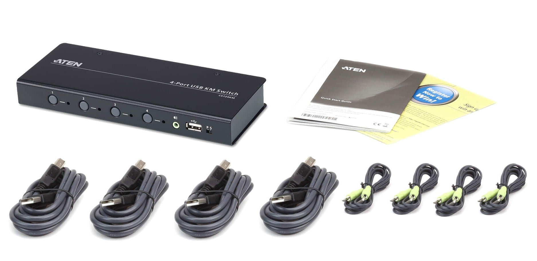 Switch KM USB a 4 porte illimitato con Cavi, CS724KM - Aten IDATA CS-724KM