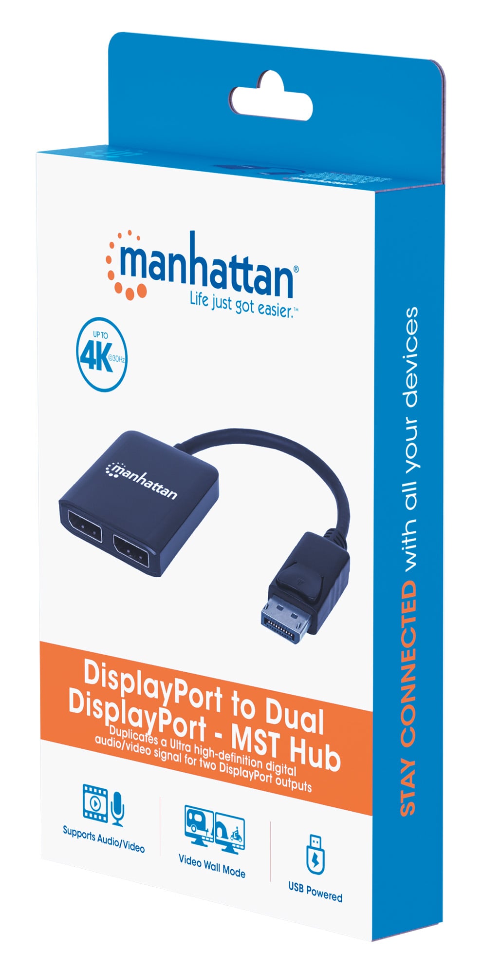 Splitter Hub DisplayPort a 2 Monitor DisplayPort MST 4K@30Hz video UHD - Manhattan IDATA DP-102M