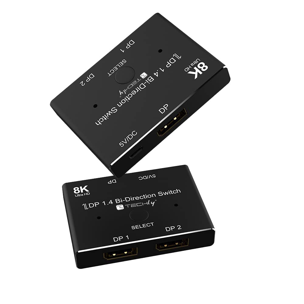 Switch Bidirezionale Convertitore Splitter DisplayPort 8K DP1.4 per Sorgenti Multiple e Display - Techly IDATA DP-2DP-8KT