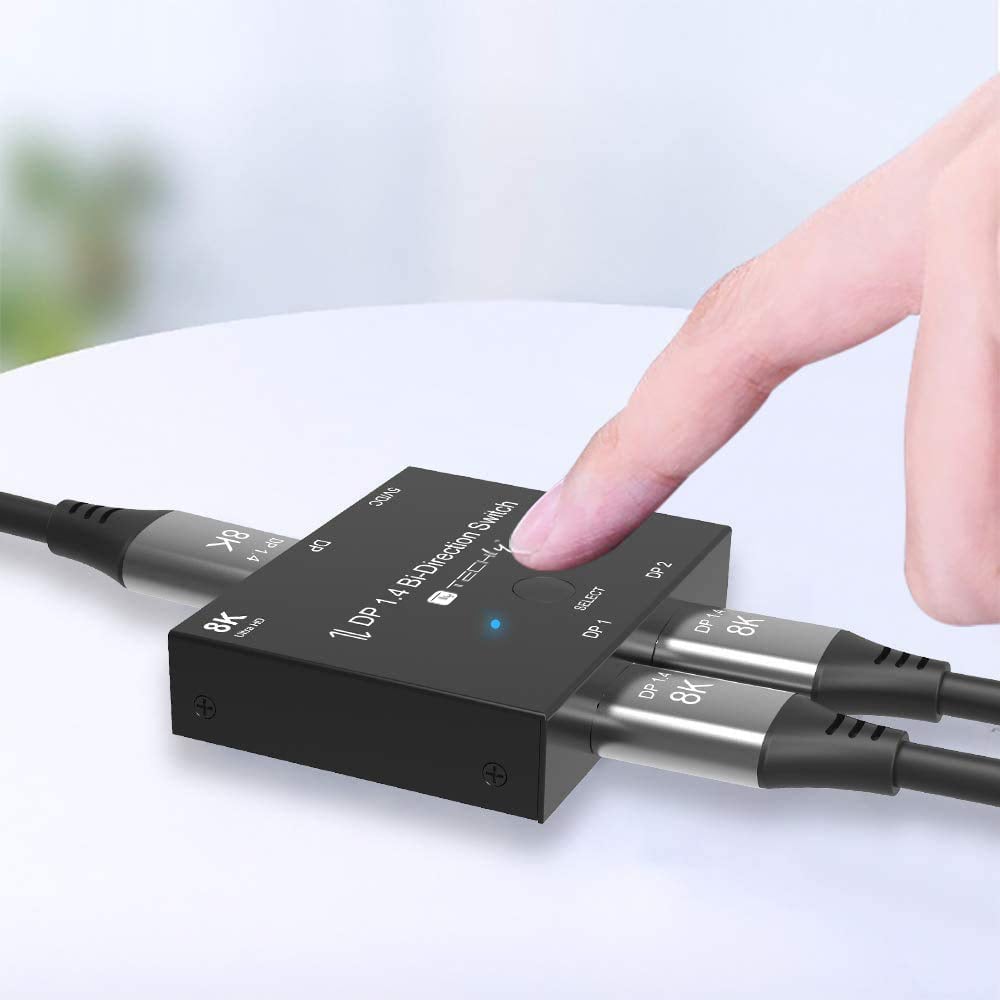 Switch Bidirezionale Convertitore Splitter DisplayPort 8K DP1.4 per Sorgenti Multiple e Display - Techly IDATA DP-2DP-8KT
