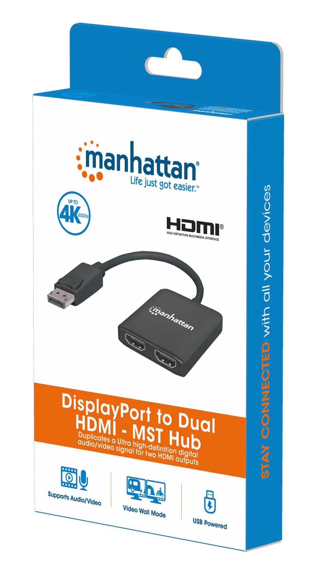 Splitter Hub DisplayPort a 2 porte HDMI con MST - Manhattan IDATA DP-HDMI2M