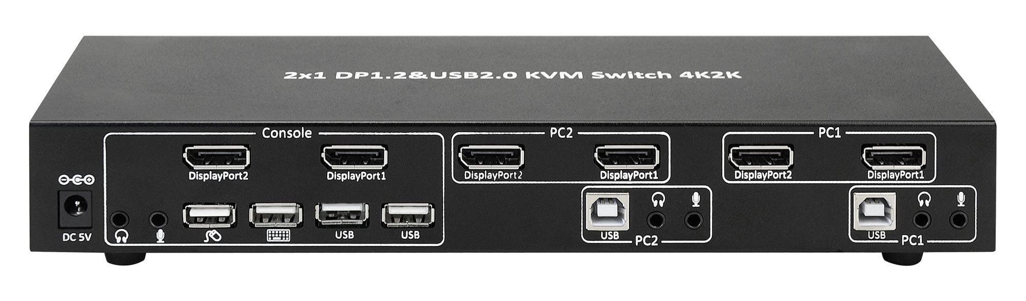 Switch KVM 2 porte DisplayPort1.2 per doppio Monitor - Techly IDATA DP-KVM2