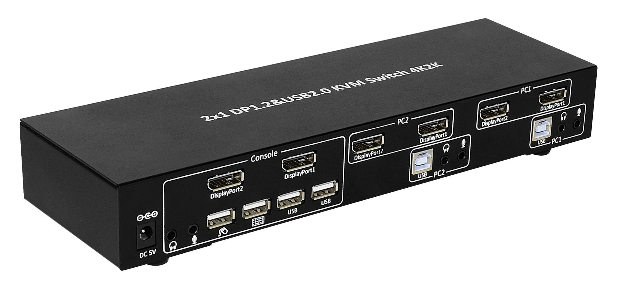 Switch KVM 2 porte DisplayPort1.2 per doppio Monitor - Techly IDATA DP-KVM2