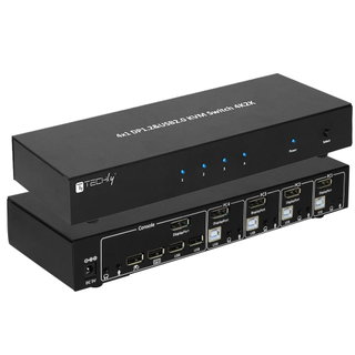 Switch KVM DisplayPort 1.2 e USB 2.0 4 porte con hub e audio - Techly IDATA DP-KVM4