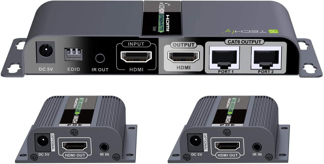 Extender Splitter HDMI 1x2 con IR su Cavo Cat6 fino a 40m - Techly IDATA EX-HL21TY