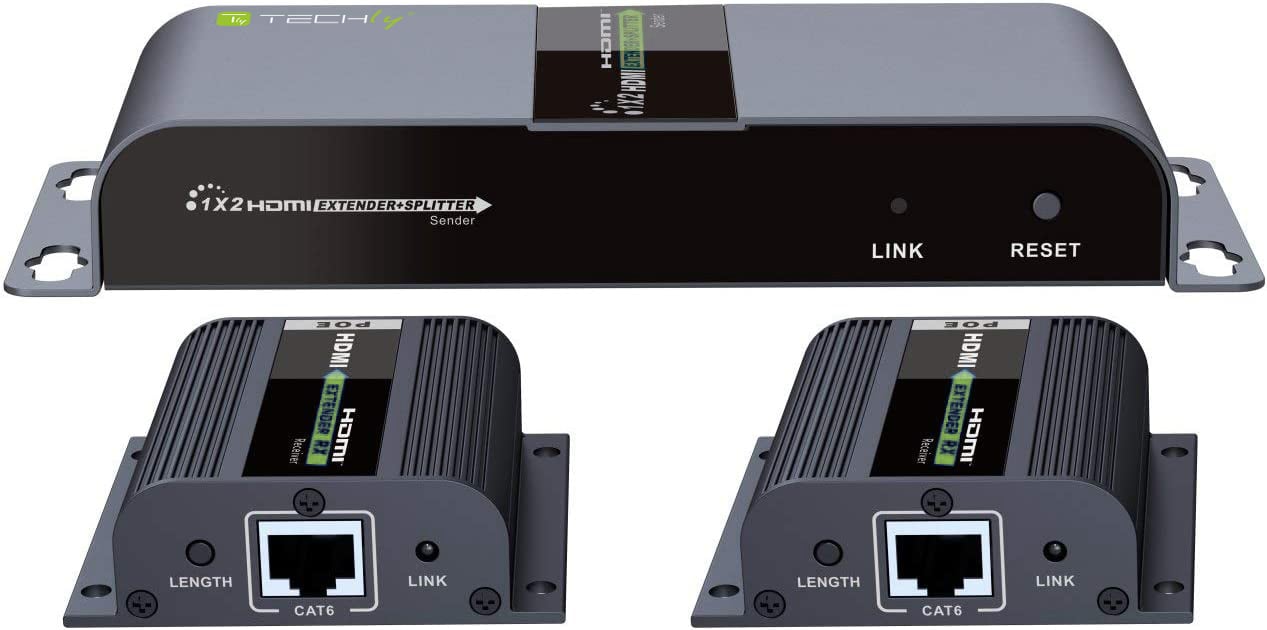 Extender Splitter HDMI 1x2 con IR su Cavo Cat6 fino a 40m - Techly IDATA EX-HL21TY