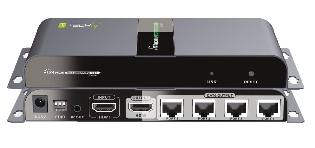 Extender Splitter HDMI 1 x 4 PoE with IR on Cat cable 6 up to 40 m - Techly IDATA EX-HL 41 TY