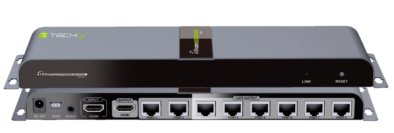 Extender Splitter HDMI 1x8 con IR su Cavo Cat6 fino a 40m - Techly IDATA EX-HL81TY