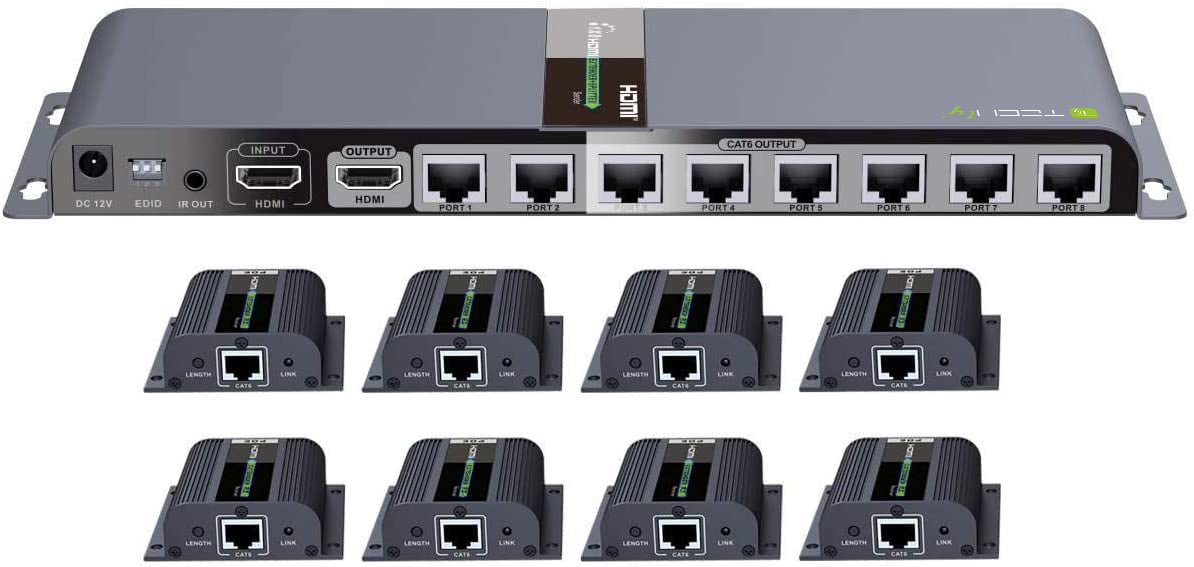 Extender Splitter HDMI 1x8 con IR su Cavo Cat6 fino a 40m - Techly IDATA EX-HL81TY