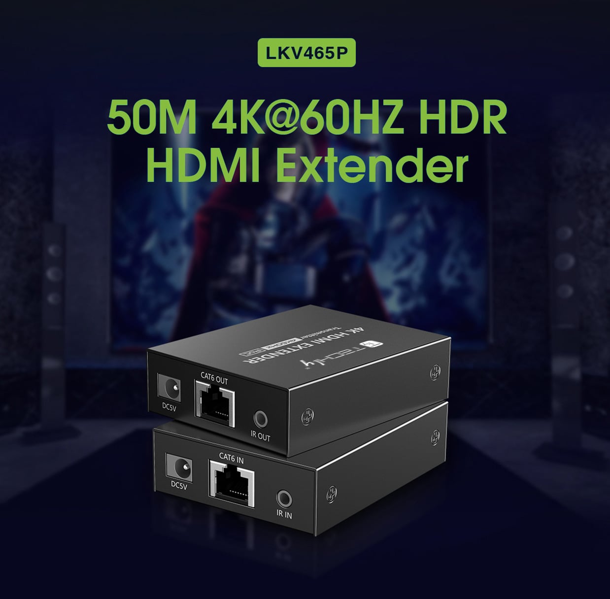 Extender HDMI 4K@60Hz su Cavo Cat6/6A/7 Fino a 50m PoC - Techly IDATA EXT-465P