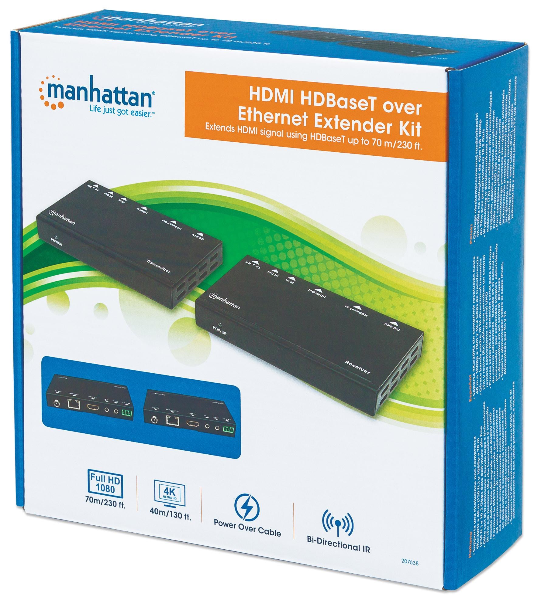 Amplificatore HDMI HDBaseT Tramite Kit di Espansione Ethernet - Manhattan IDATA EXT-E38M