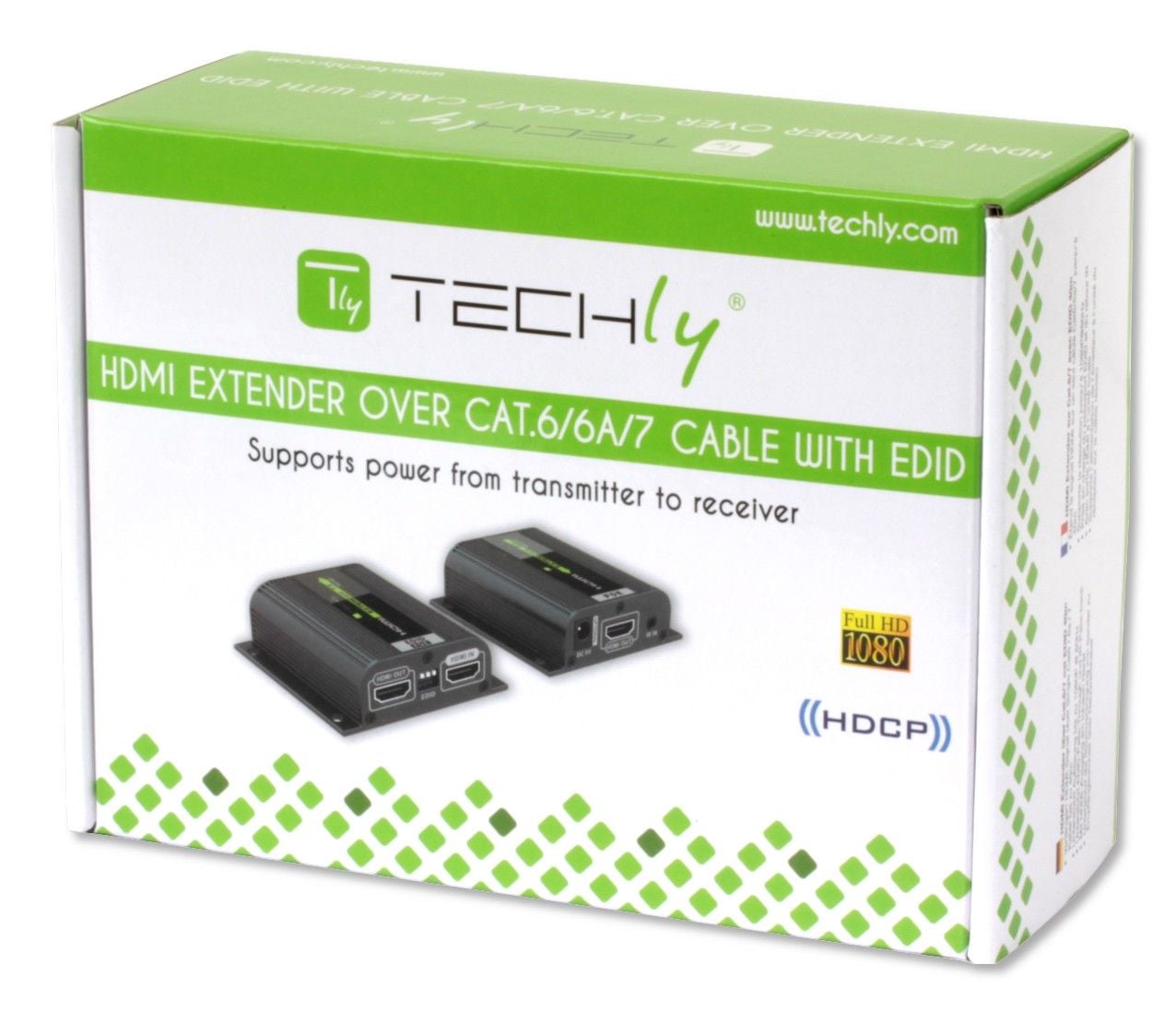 Amplificatore Extender HDMI Full HD 3D POE su cavo Cat6/6A/7 40m con EDID ed IR - Techly IDATA EXT-E70POED
