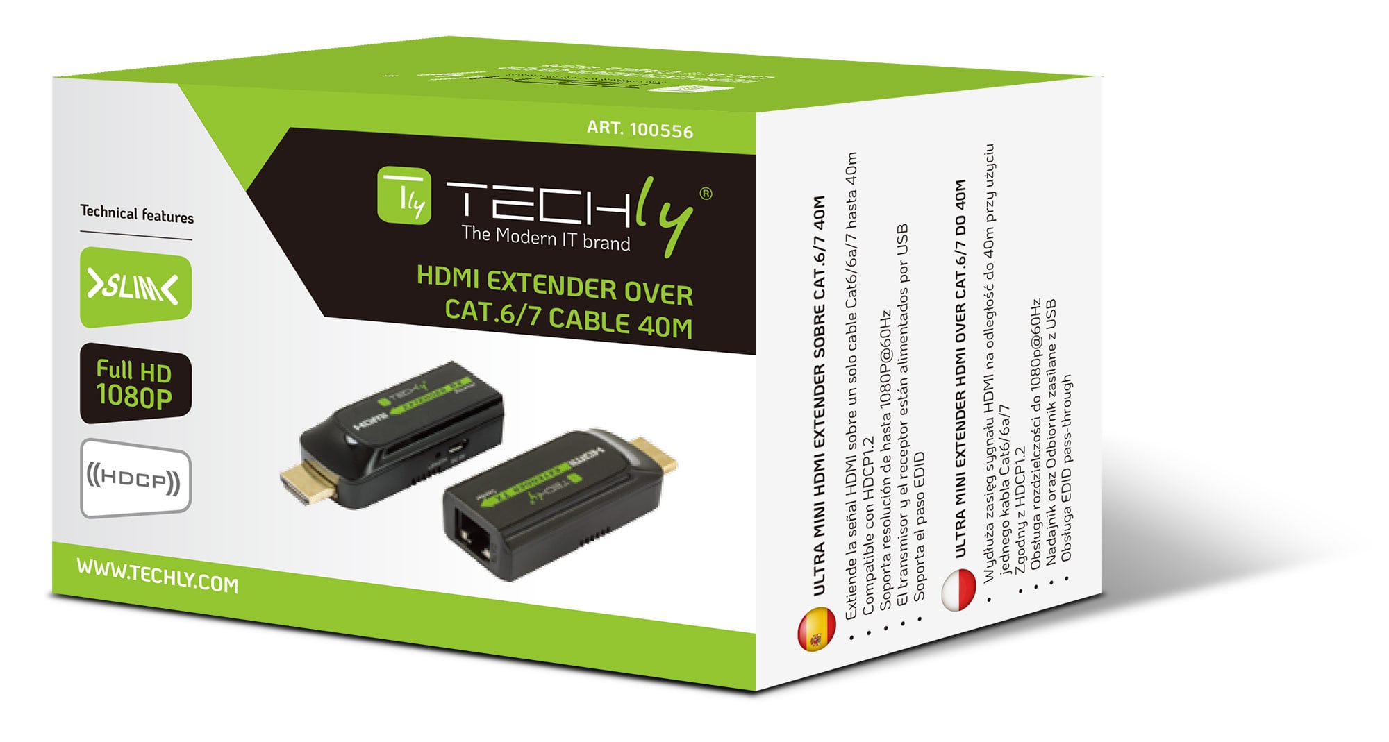 Extender HDMI compatto Full HD su cavo Cat6/6A/7 max 40m - Techly IDATA EXT-E70S