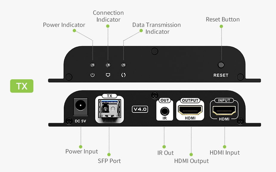 Extender in Fibra Ottica HDMI 40Km Full HD 1080p@60Hz - Techly IDATA EXT-EF2000AV4