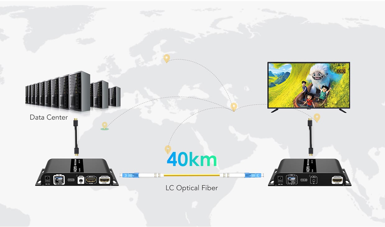 Extender in Fibra Ottica HDMI 40Km Full HD 1080p@60Hz - Techly IDATA EXT-EF2000AV4