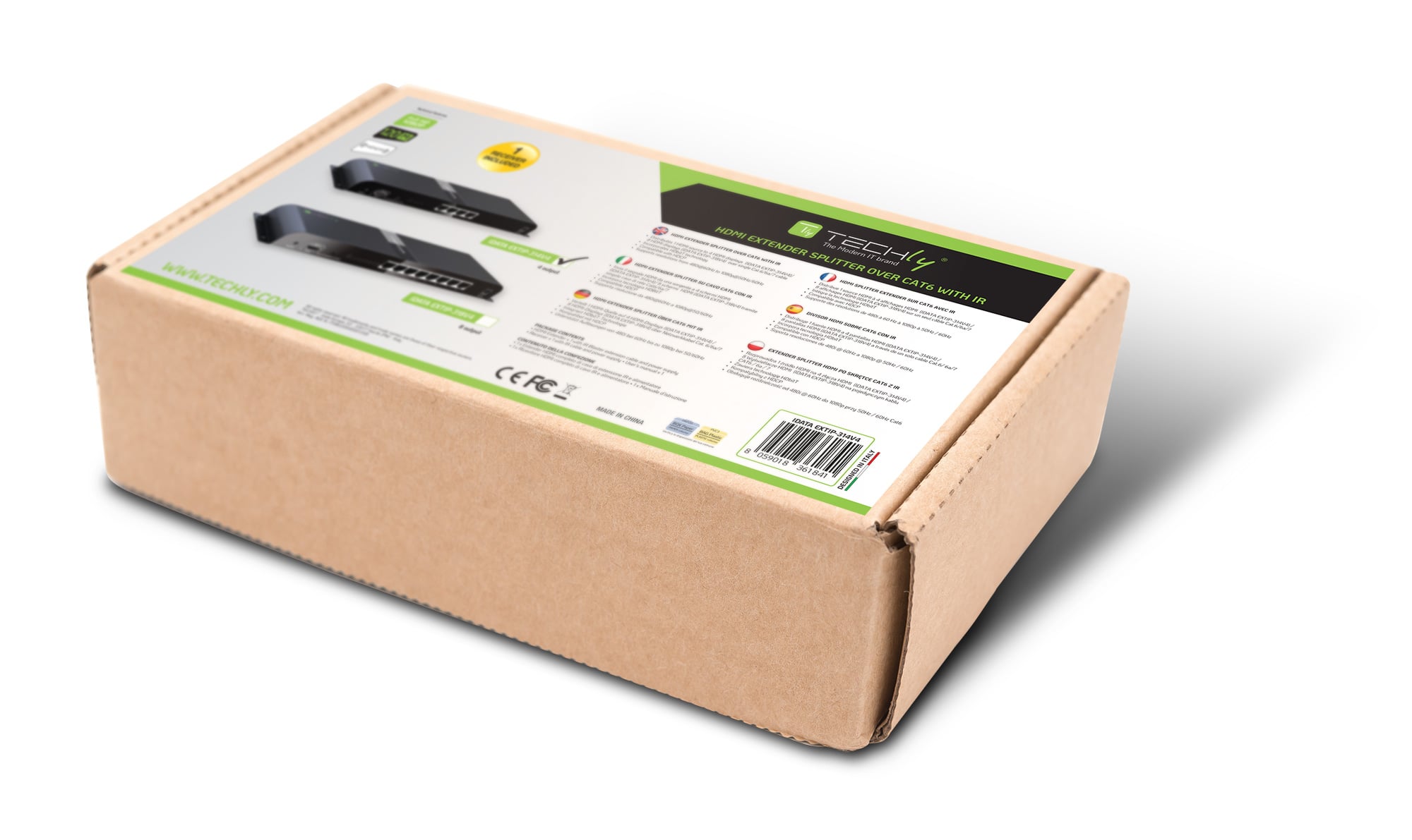 Extender Splitter 4 vie HDMI con IR su Cavo Cat6/6a/7 fino a 120m - Techly IDATA EXTIP-314V4