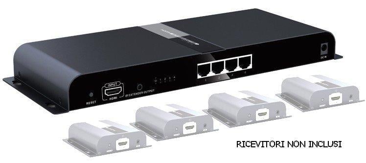 Extender Splitter 4 vie HDMI con IR su Cavo Cat6/6a/7 fino a 120m - Techly IDATA EXTIP-314V4