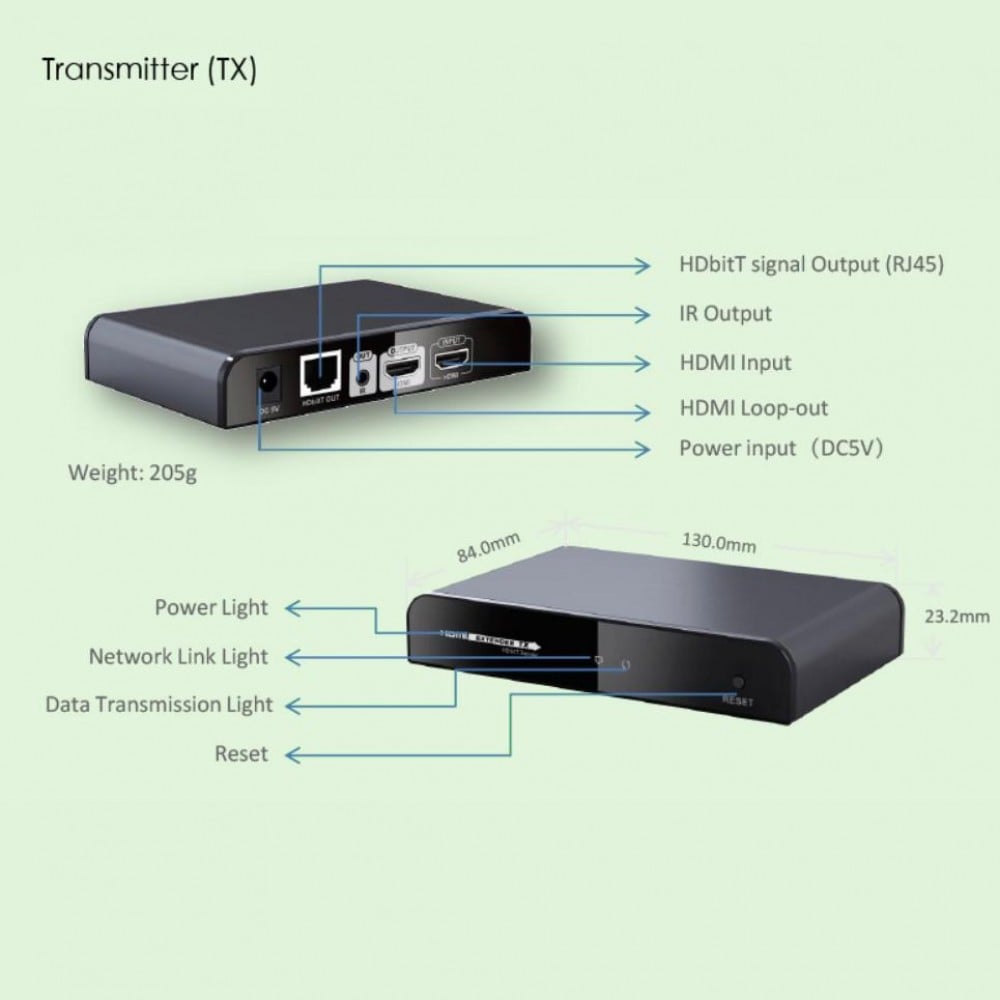 Extender HDMI con IR su Cavo Cat5E/6 fino a 120m - Techly IDATA EXTIP-383IR4