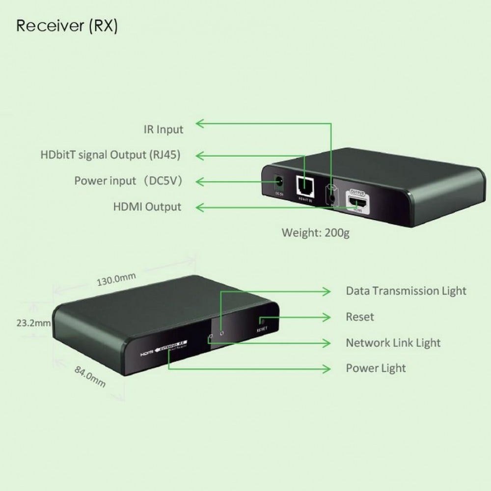 Extender HDMI con IR su Cavo Cat5E/6 fino a 120m - Techly IDATA EXTIP-383IR4