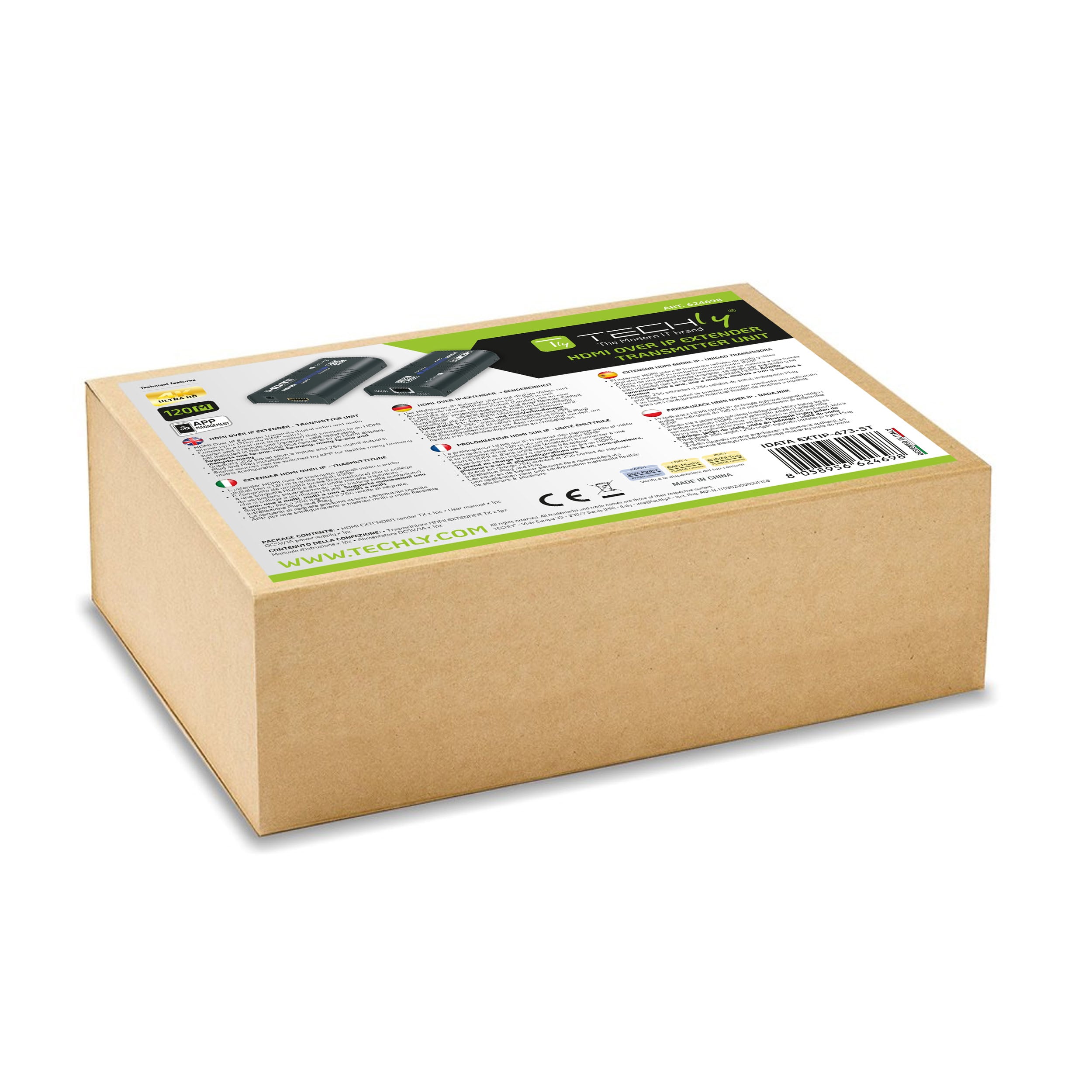 Trasmettitore HDMI Over IP 4K@60Hz su Cavo Cat6/6A/7 Fino a 120m - Techly IDATA EXTIP-473-5T