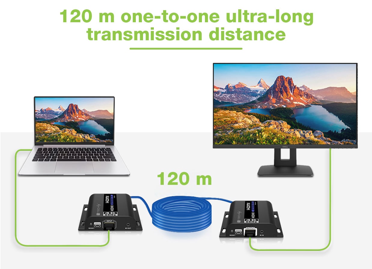 Extender HDMI 4K@60Hz con IR su Cavo Cat6 fino a 120m - Techly IDATA EXTIP-483